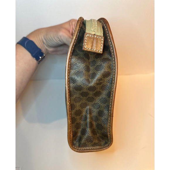 Authentic CELINE Macadam Brown Canvas Leather Clutch Bag Purse Made in Italy - Picture 6 of 16